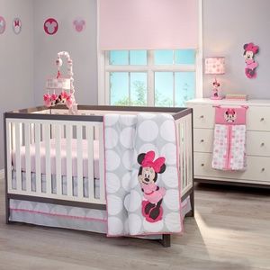 Minnie Mouse Polka Dots 4 Piece Crib Bedding Set